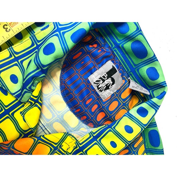 Vintage Bon Homme Button Up XL Wild Retro Psychedelic Geometric Pattern - Picture 5 of 9